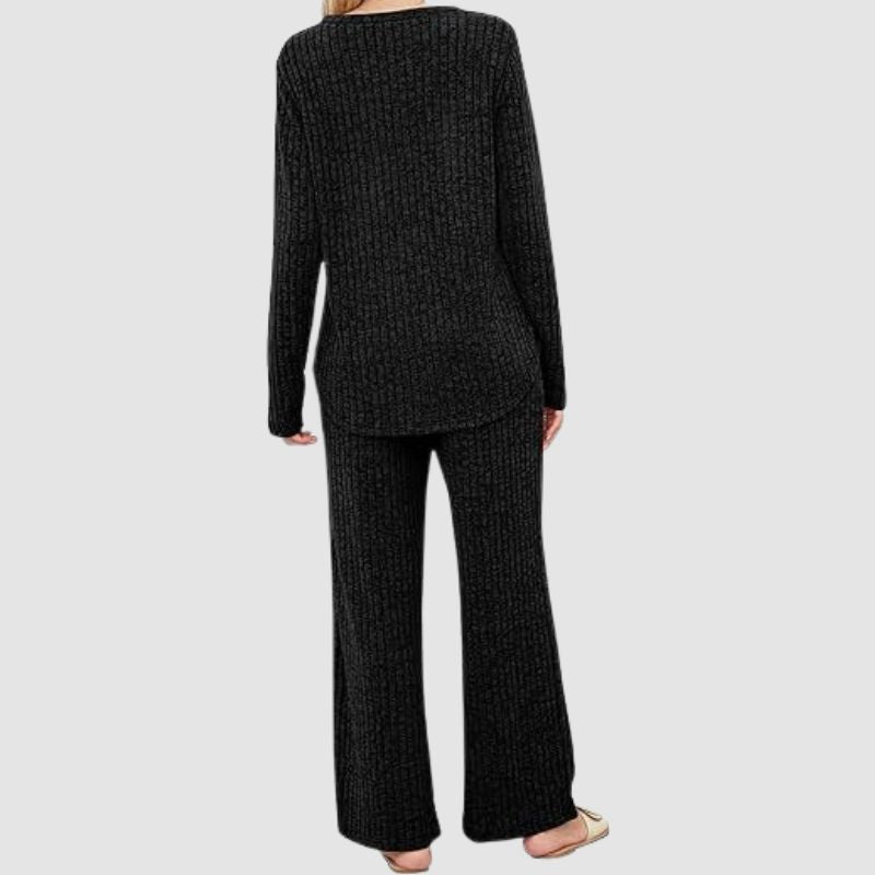 Plus Size Solid Color Knit Set Brown / XL