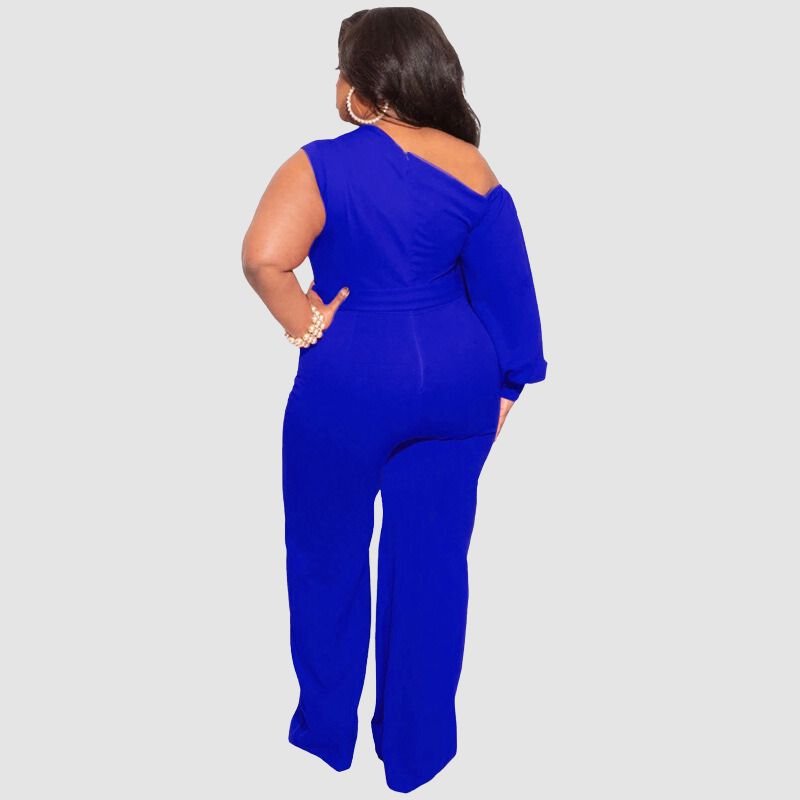 Plus Size High Waist Wide Leg Jumpsuits Red / L