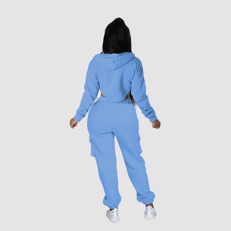 Irregular Zipper Top & Cargo Pant Set White / S