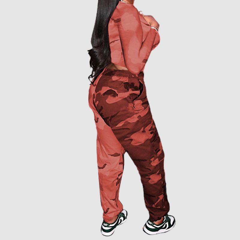 Camouflage Patchwork Design Pant Set Purple / S