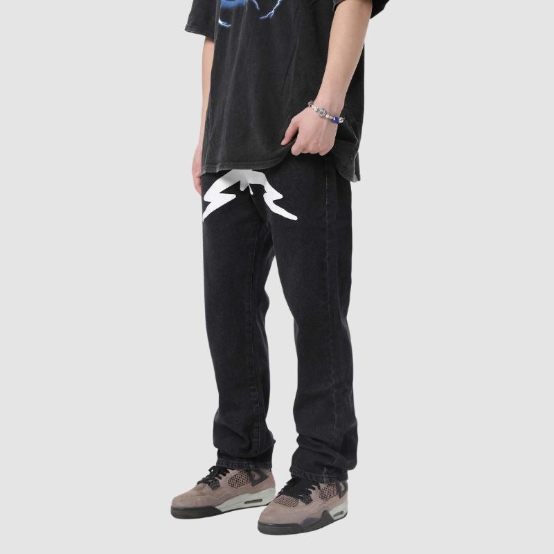 Star Pattern Printed Jeans Blue / M