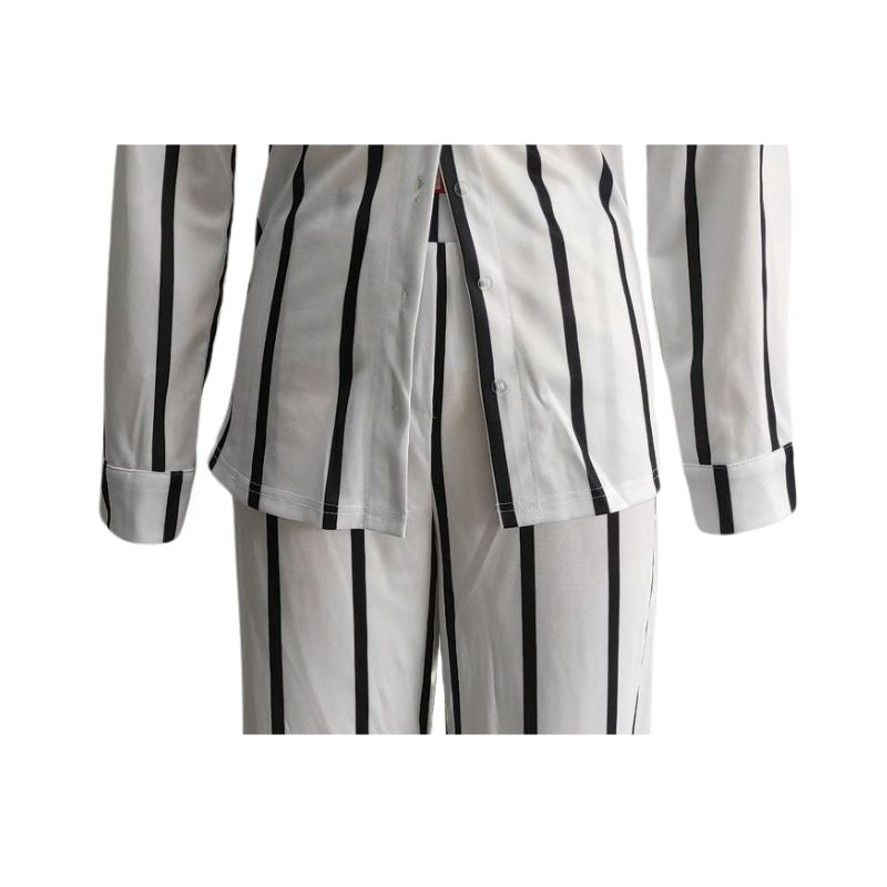 Stripe Printed Shirt Set Black / S