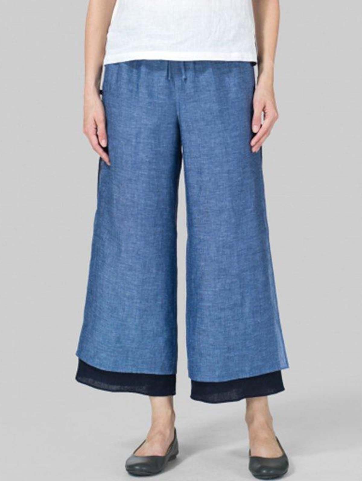 Women Casual Cotton Bottoms Pants Black / M