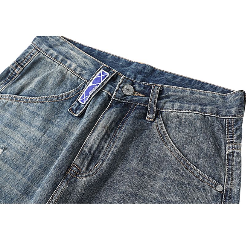 Vintage Distressed Washed Ripped Jeans Blue / 3XL