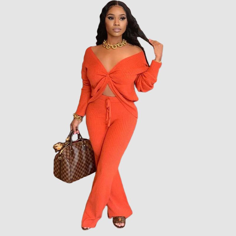 Thickened Ribbed Knit set Black / M