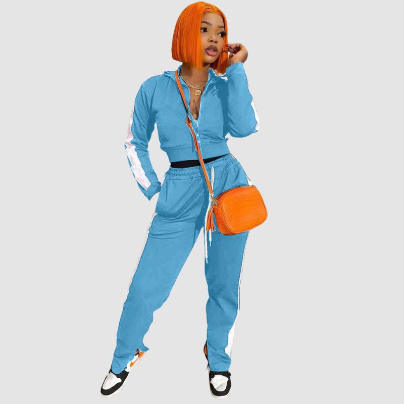 Patchwork Slit Design Sport Set Red / M