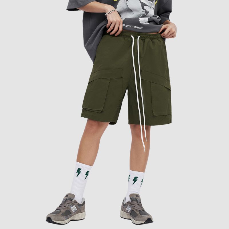 Pocket Patch Drawstring Cargo Shorts Army Green / XL