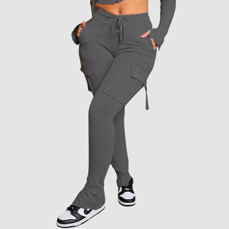 Drawstring Slit Cargo Pant Black / M