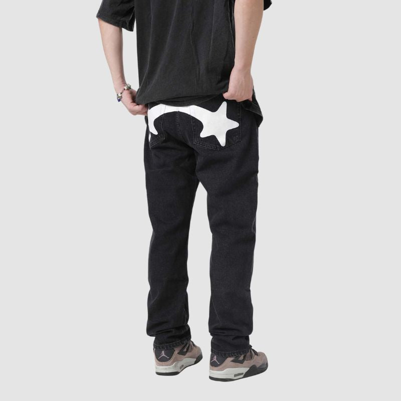 Star Pattern Printed Jeans Blue / L