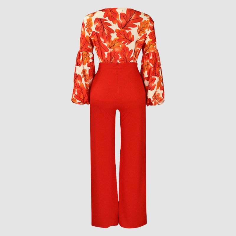 Flower Printed Wide Leg Pant Set Rose / S