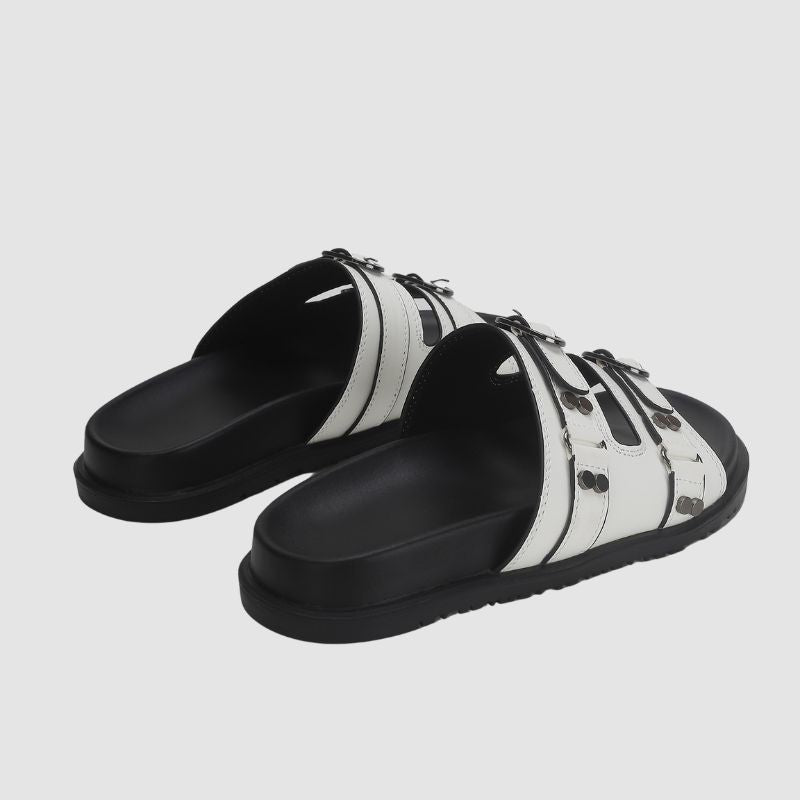 Solid Color Buckle Platform Slippers Black / EU:41:US Women's 10-10.5 Men's 7.5-8