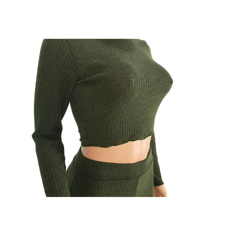 Turtleneck Knit Sweater Set Orange / M