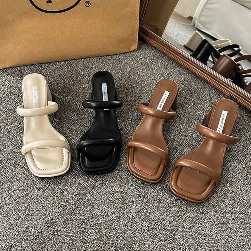 Chunky Heel French Style Retro Sandals Black / 38