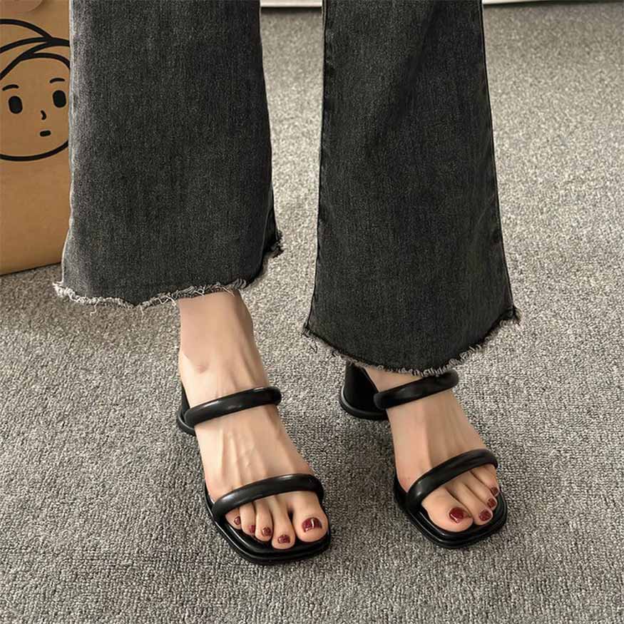 Chunky Heel French Style Retro Sandals Brown / 36