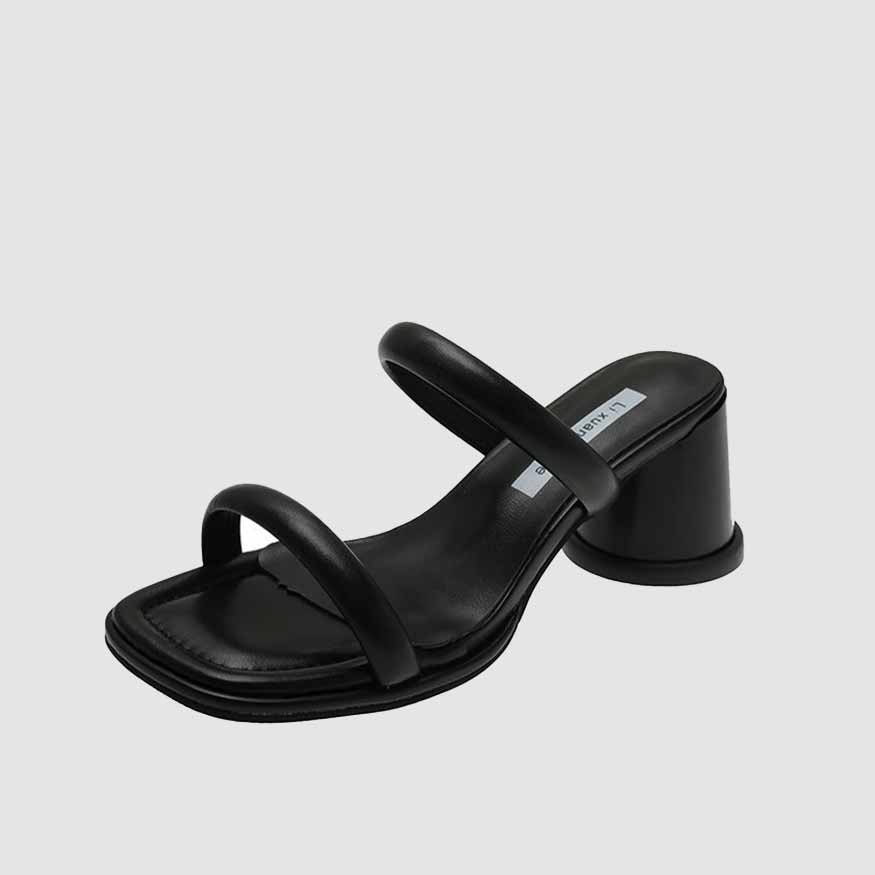 Chunky Heel French Style Retro Sandals Black / 37