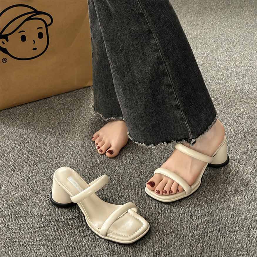 Chunky Heel French Style Retro Sandals Brown / 35