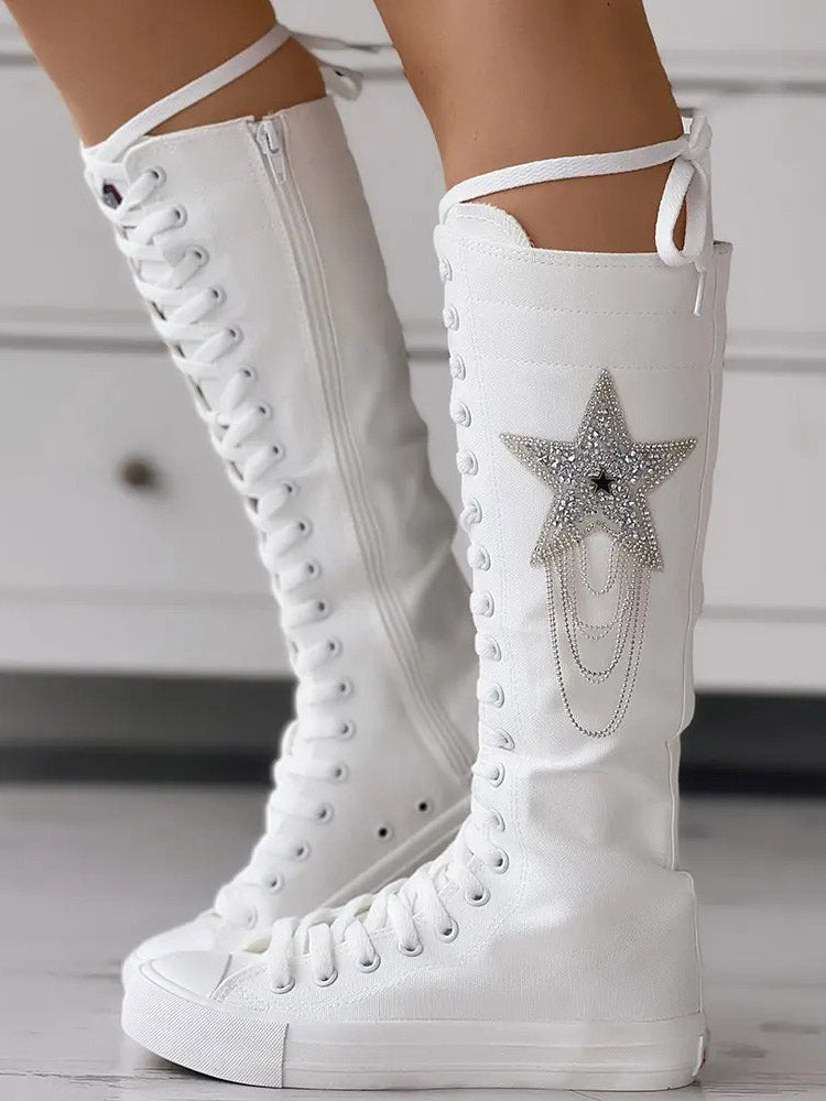 Lace-up Canvas Boots Black Star / 5/5.5
