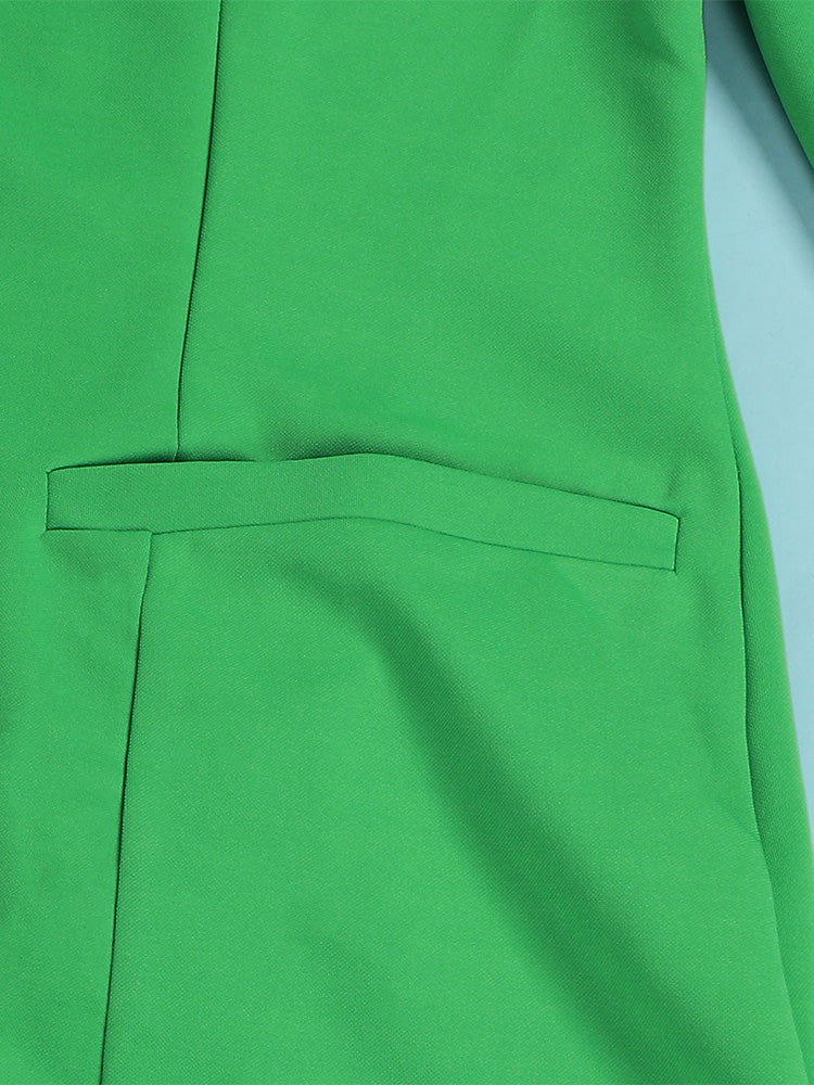 Solid Blazer Shorts Set Green / L