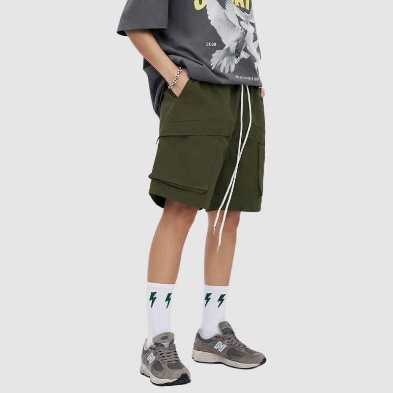 Pocket Patch Drawstring Cargo Shorts Army Green / 2XL