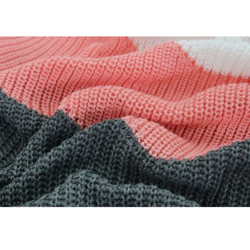 Color Contrast Tie-Up Knit Set Red / L