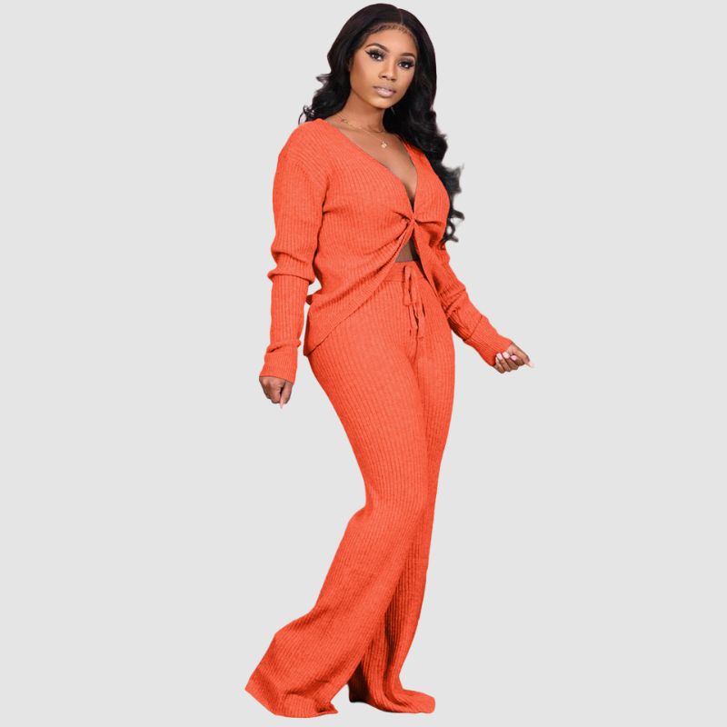 Thickened Ribbed Knit set Black / L