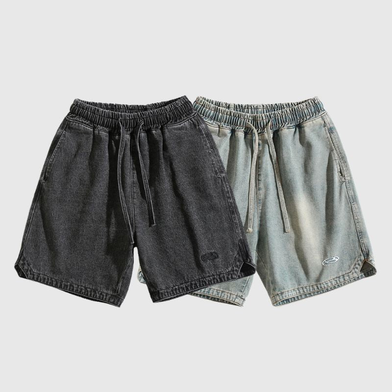 Slit Design Washed Jorts Blue / XL