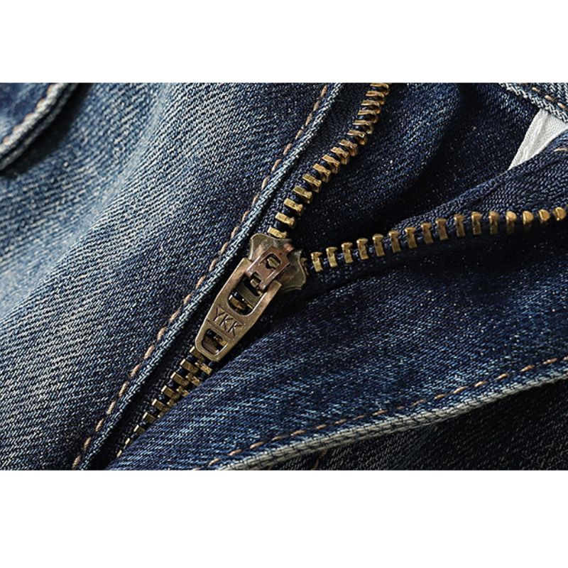 Vintage Distressed Washed Ripped Jeans Blue / 4XL