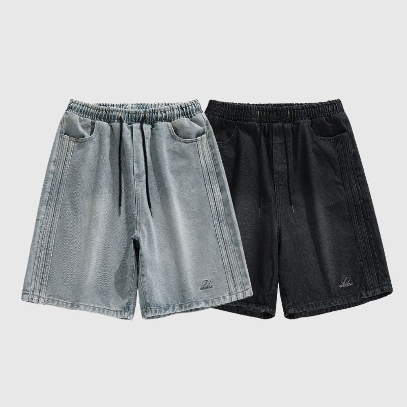 Side Embroidered Washed Jorts Blue / XL