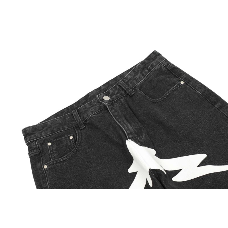 Star Pattern Printed Jeans Blue / XL