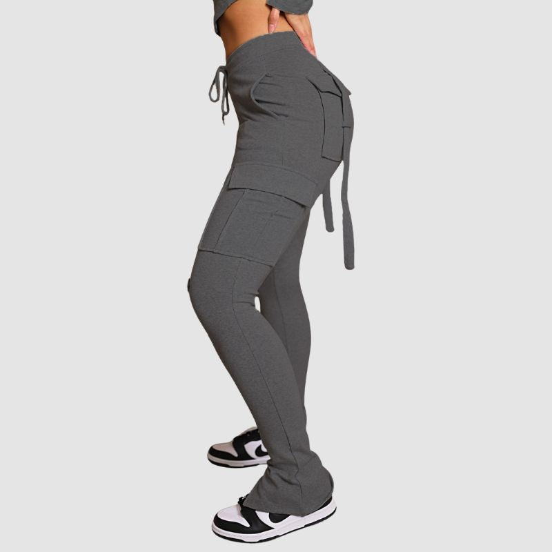 Drawstring Slit Cargo Pant Black / L