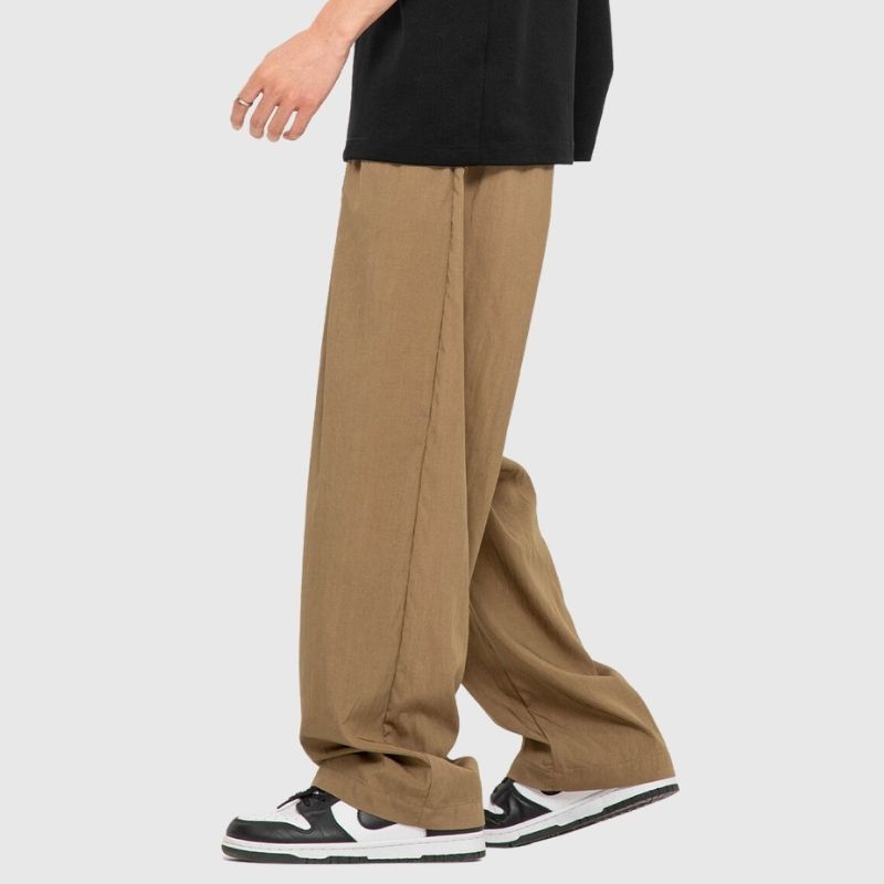 Simple Straight Leg Yamamoto Pants Apricot / L