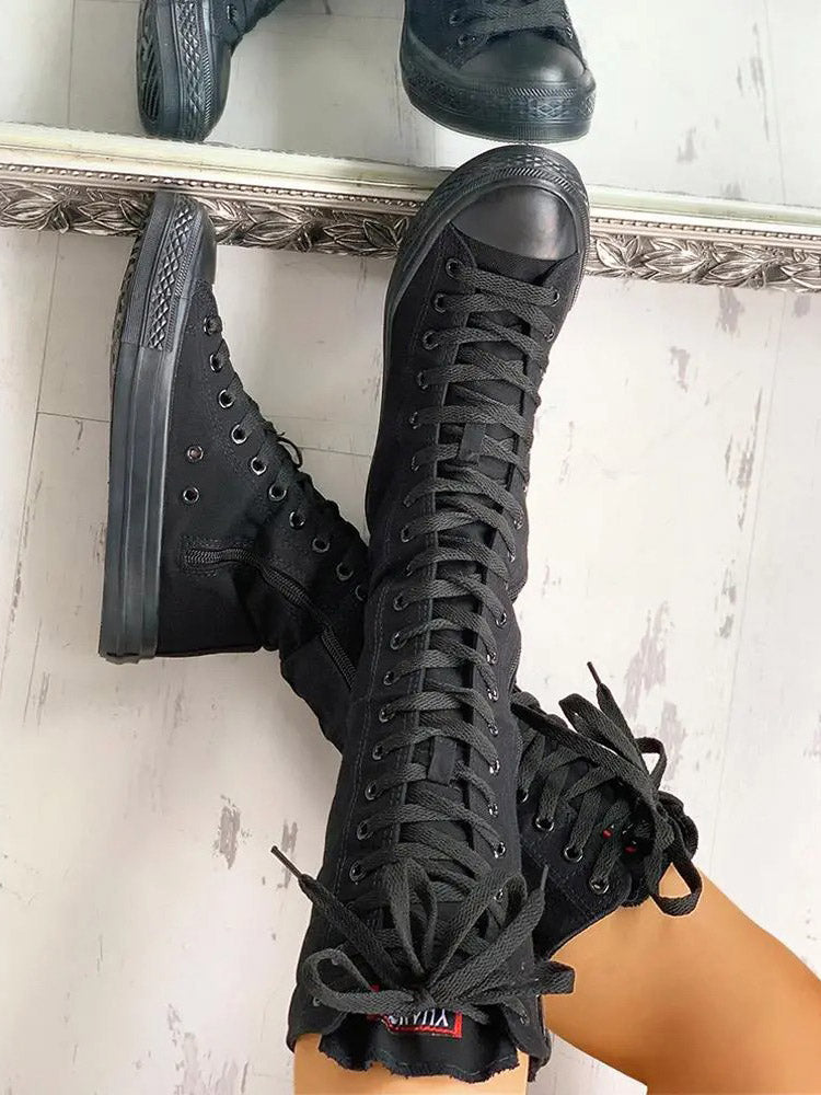 Lace-up Canvas Boots Black / 6