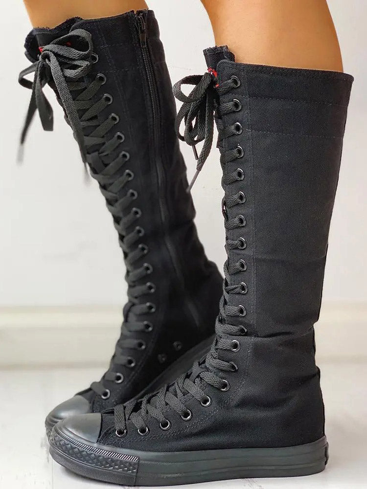 Lace-up Canvas Boots Black / 6.5/7