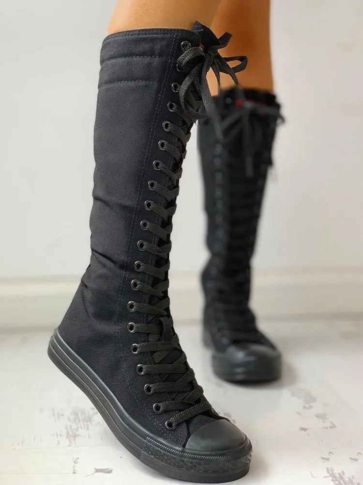 Lace-up Canvas Boots Black / 7.5/8