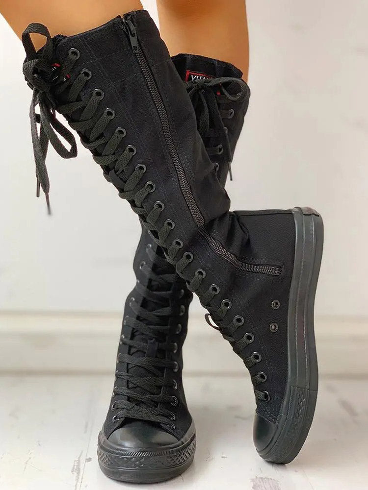 Lace-up Canvas Boots Black / 8.5