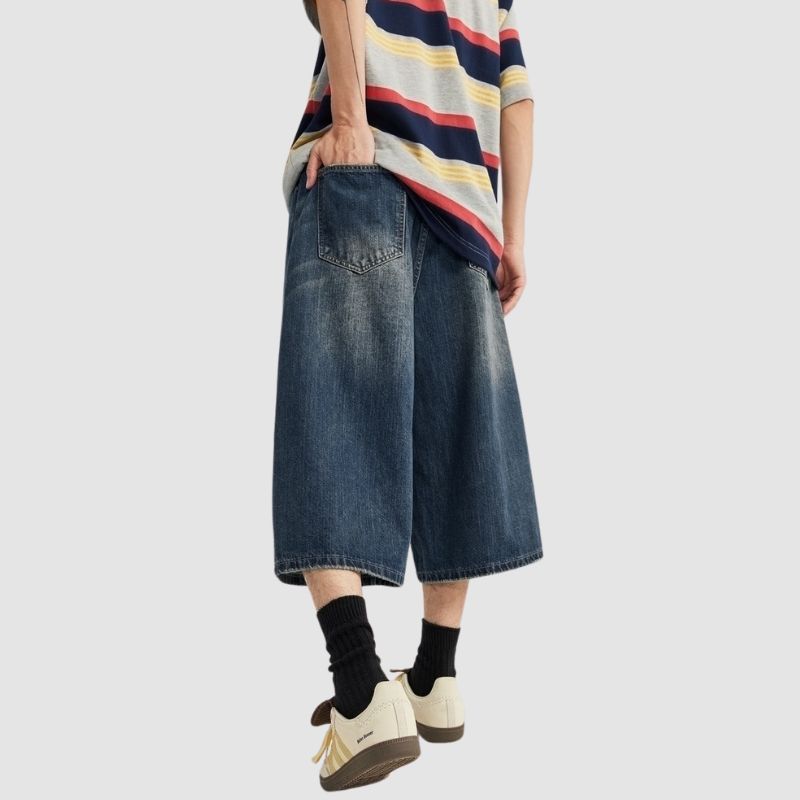 Washed Wide Leg Jorts Blue / M
