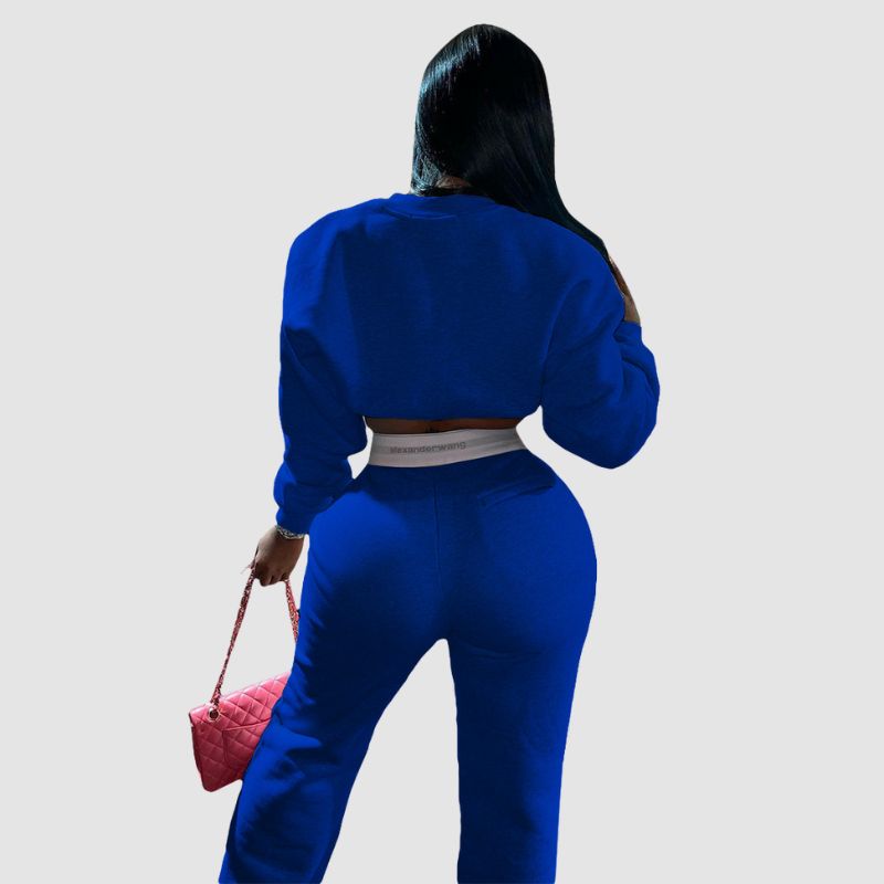 Zipper Sweatshirt & Wide Leg Pant Set Rose / XL