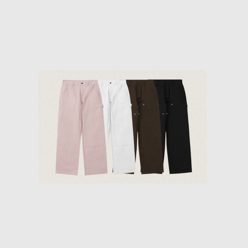 Wide Leg Solid Color Cargo Pants Coffee / S
