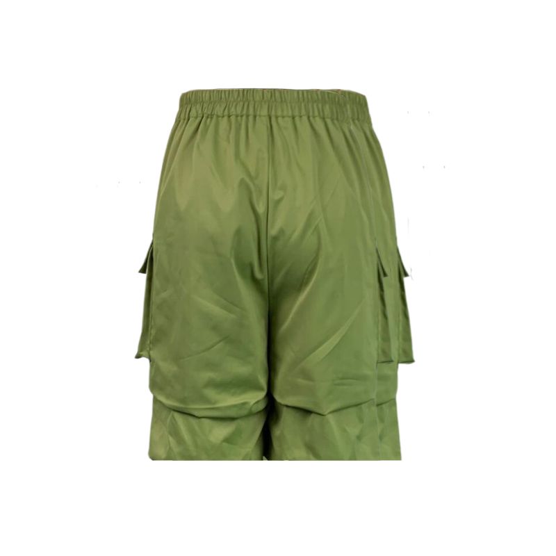 Pleated Drawstring Cargo Pants Green / XL