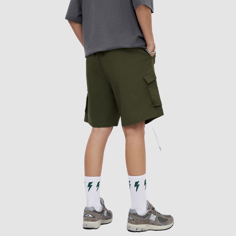 Pocket Patch Drawstring Cargo Shorts Grey / M