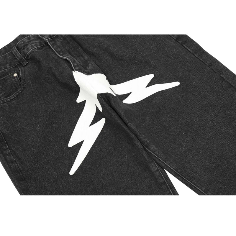 Star Pattern Printed Jeans Blue / 2XL