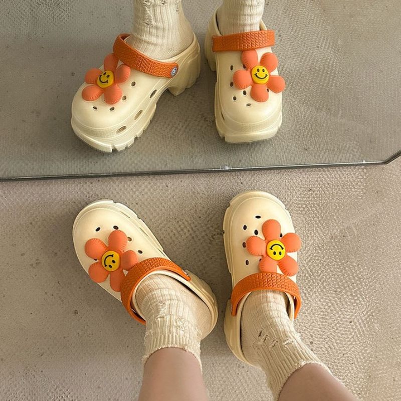 Smile flower Design Garden Clog Beige / EU:39-40:US Women's 8-9.5 Men's 5.5-7