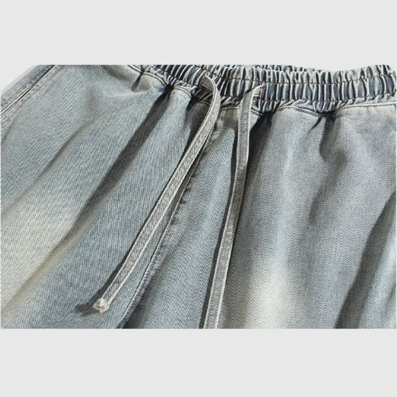 Slit Design Washed Jorts Blue / 2XL