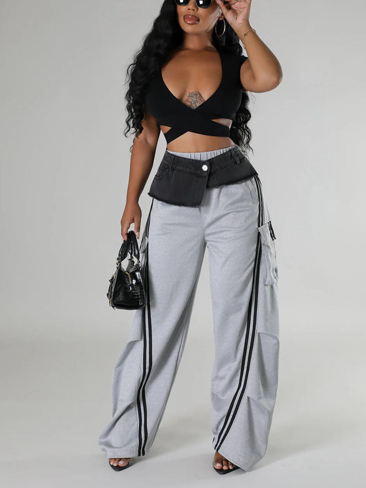 Denim Contrast Cargo Joggers Gray / M