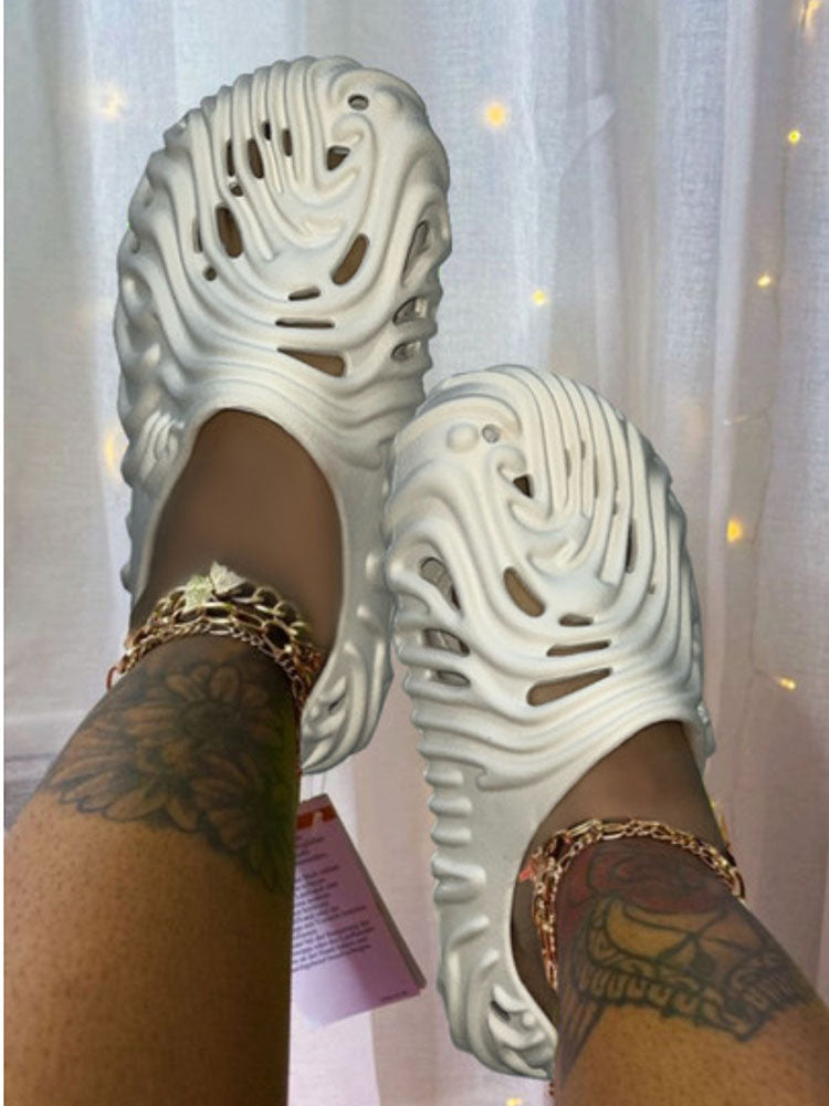 Hollow-Out EVA Sandals White / S