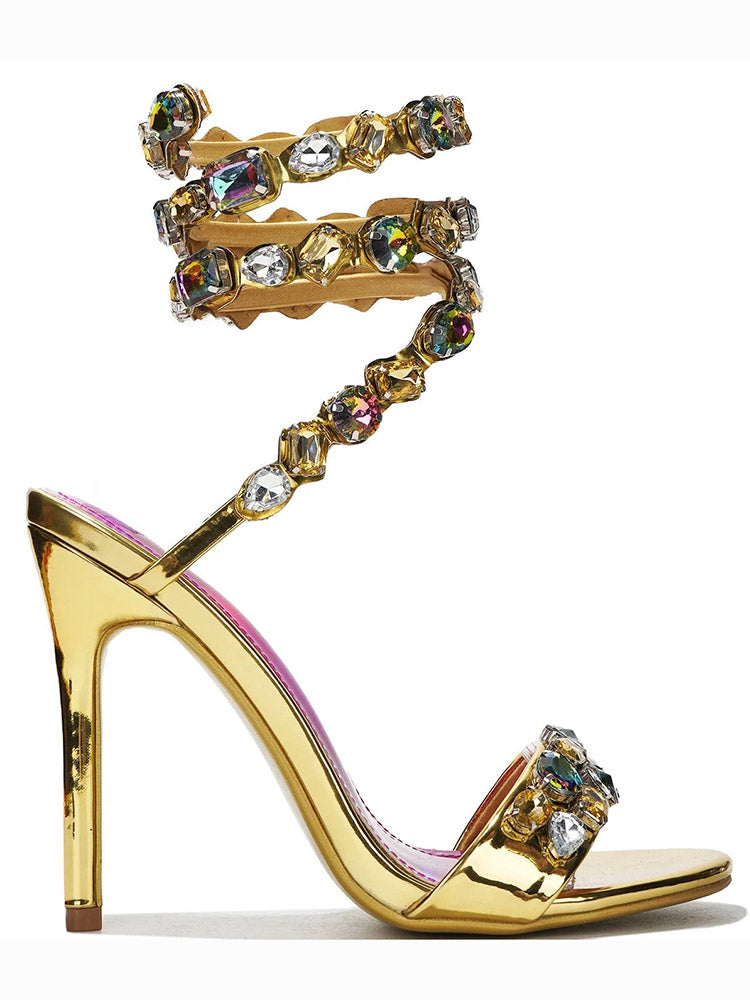 Gems Embellished Heels Black / 7.5/8