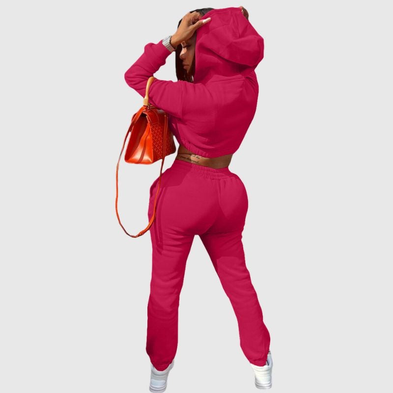 Solid Color Hoodies Drawstring Pant Set Khaki / XL