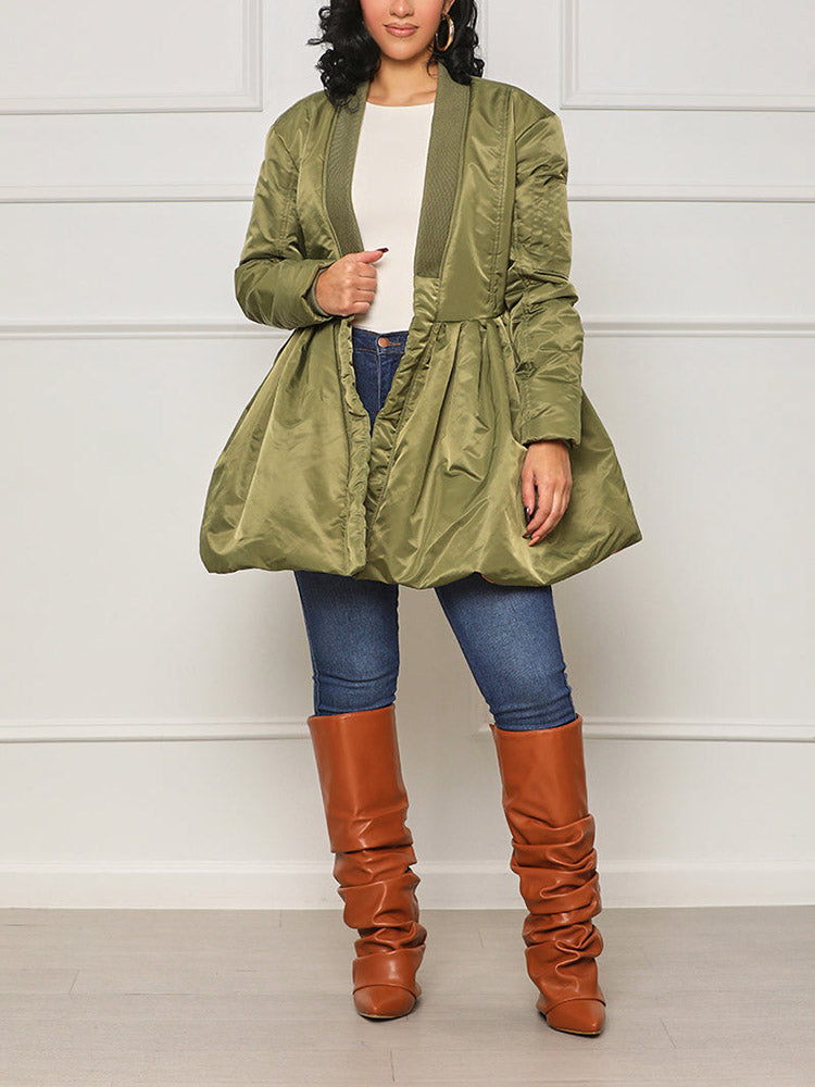 Peplum Puffer Coat Green / XL
