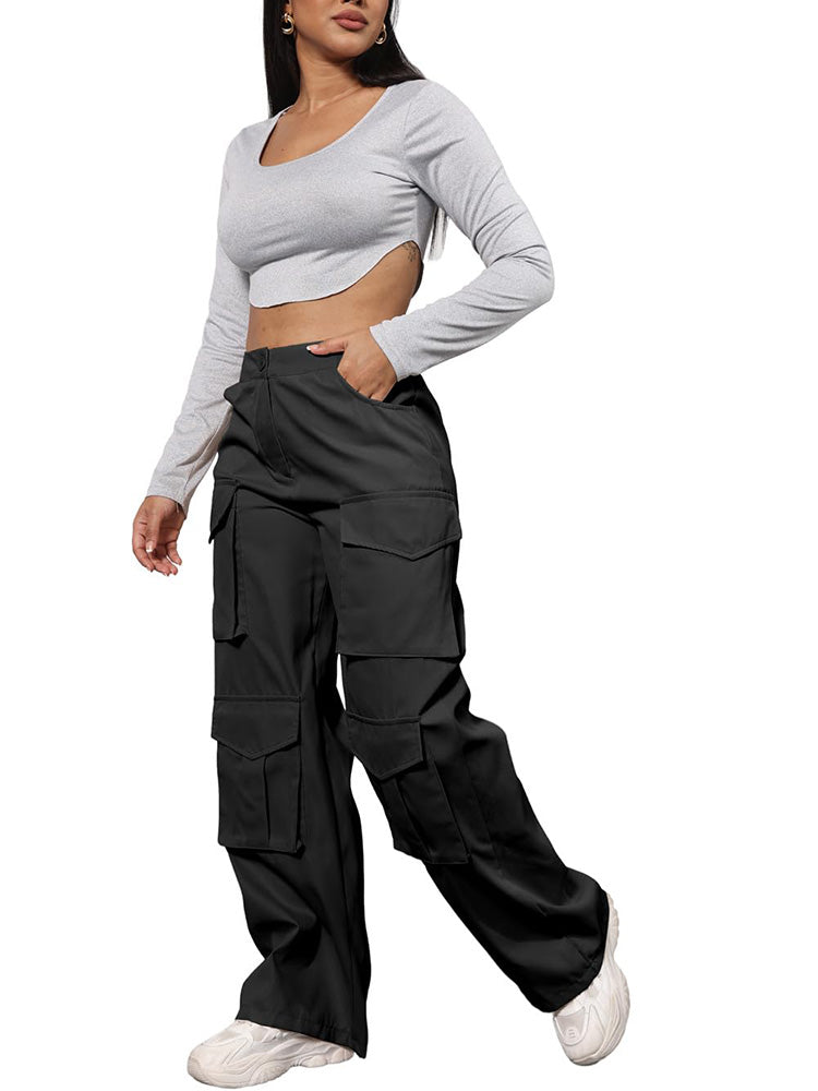 Elastic Waist Cargo Pants Blue / L