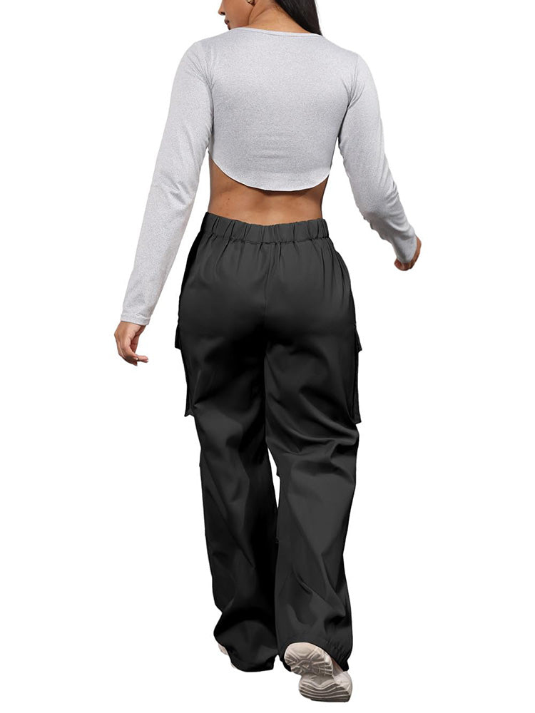 Elastic Waist Cargo Pants Arm Green / 2XL